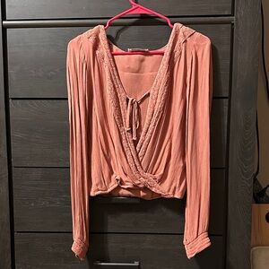 Hollister Peach Wrap Crop Blouse